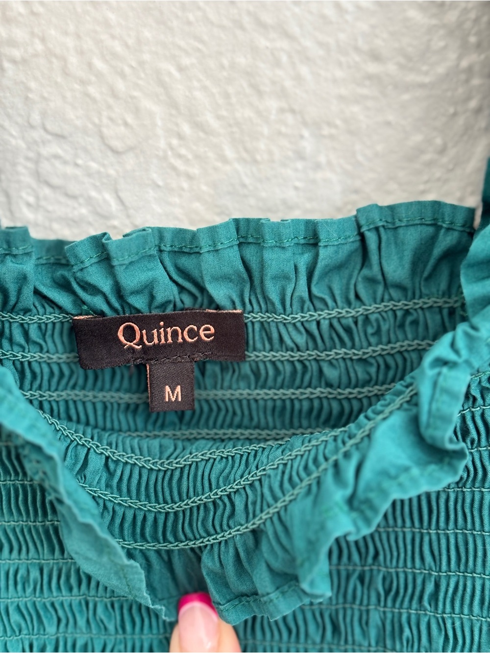 Quince Smocked Midi Dress Garden Green Sz. M - Picture 4 of 5